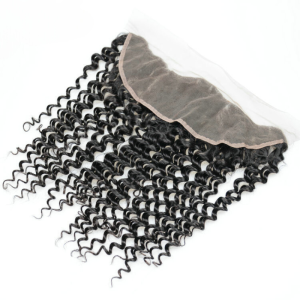 13X4 frontal closure deep wave curly Brazilian lace front wig