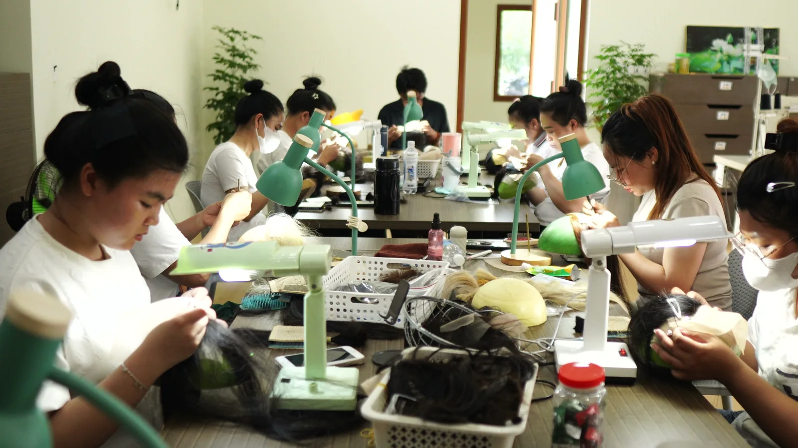 Hand-crafted wig production at the Wigs Vietnam workshop